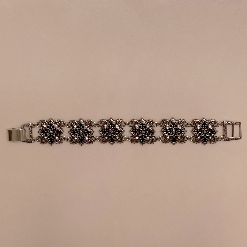 Brighton Two-Tone Silver/Black Bracelet with clasp closure